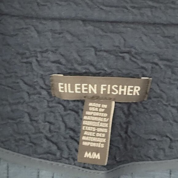 Eileen Fisher Womens Organic Cotton Tencel Open Front Coat M Blue  JCT - Picture 4 of 9